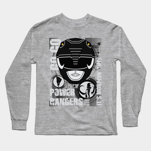 It's Morphin' Time Black Ranger, MMPR Long Sleeve T-Shirt by CRD Branding